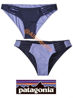 Patagonia Reversible Seaglass Bay Bikini Bottoms New Navy/Lavender Sz XXS NWT